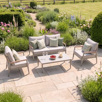Cambridge 2 Seat Lounge Set - Honey Rope with Ivory Cushions