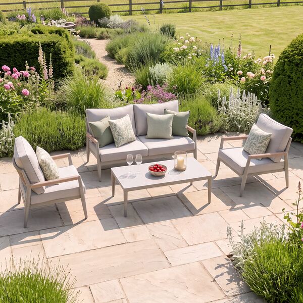 Cambridge 2 Seat Lounge Set - Honey Rope with Ivory Cushions