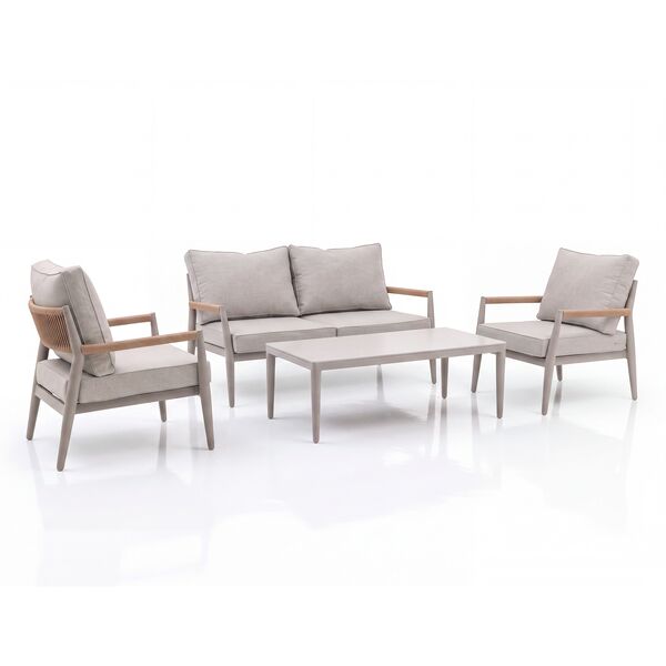 Cambridge 2 Seat Lounge Set - Honey Rope with Ivory Cushions