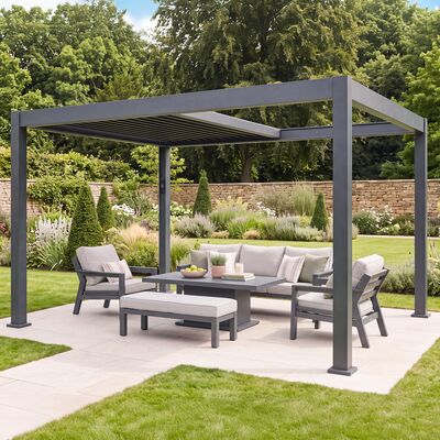 Aurora Aluminium Retractable Solar Roof Pergola 3 x 4 m - Grey