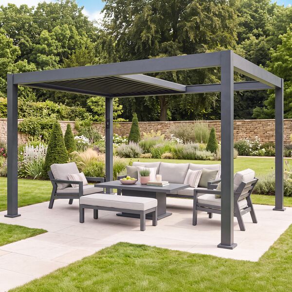 Aurora Aluminium Retractable Solar Roof Pergola 3 x 4 m - Grey