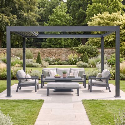 Aurora Aluminium Retractable Solar Roof Pergola 3 x 4 m - Grey