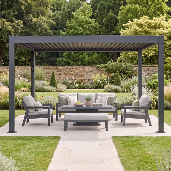 Aurora Aluminium Retractable Solar Roof Pergola 3 x 4 m - Grey