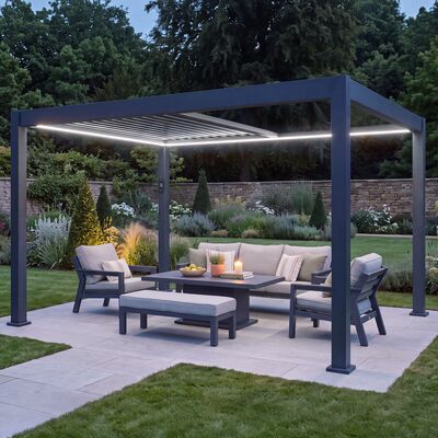 Aurora Aluminium Retractable Solar Roof Pergola 3 x 4 m - Grey