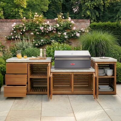 Antigua Outdoor Kitchen Unit - Medium Configuration / Beefeater 1700 Series BBQ