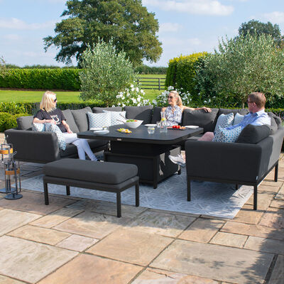 Maze - Outdoor Fabric Pulse U Shape Corner Dining Set with Rising Table - Charcoal product image
