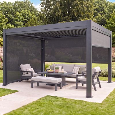 Aurora Pergola - Zip Blind - 4m Side - Grey