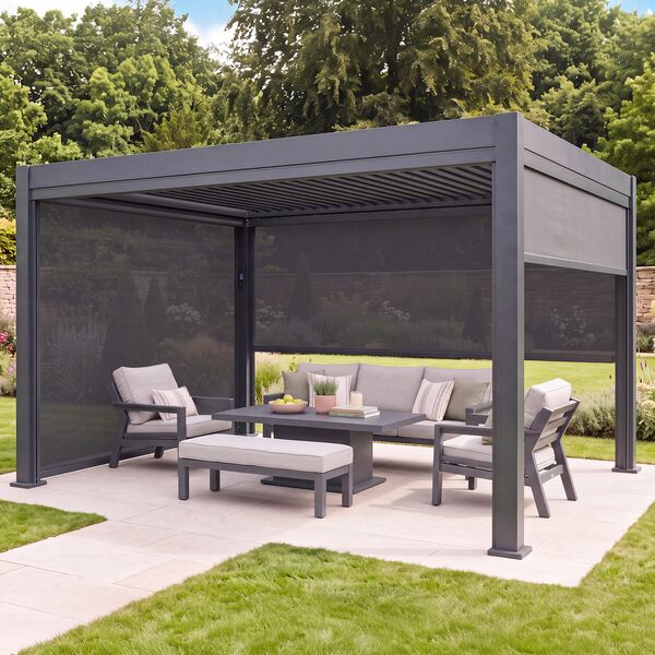 Aurora Pergola - Zip Blind - 4m Side - Grey
