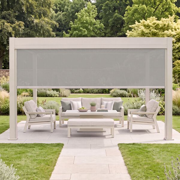 Aurora Pergola - Zip Blind - 4m Side - Latte