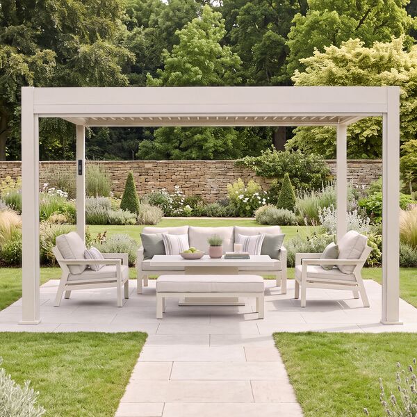 Aurora Pergola - Zip Blind - 4m Side - Latte