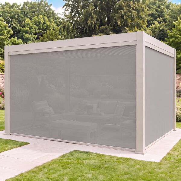 Aurora Pergola - Zip Blind - 4m Side - Latte