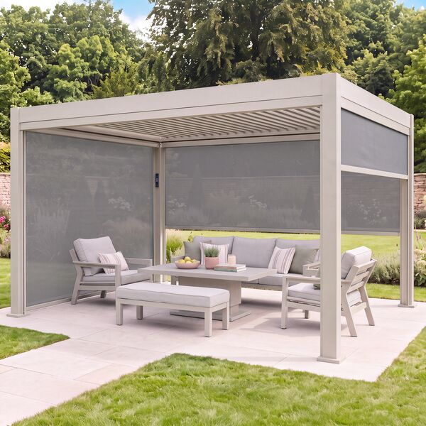 Aurora Pergola - Zip Blind - 3m Side - Latte
