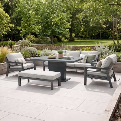 New York 3 Seat Sofa Set with Rising Table / Dove Grey - Ceramic Glass