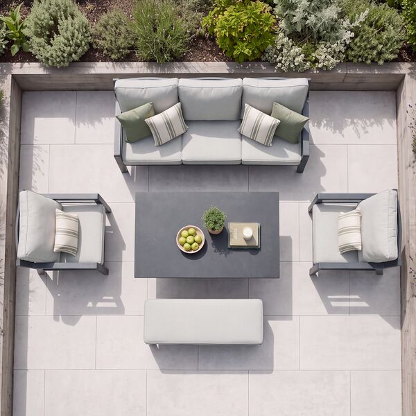 New York 3 Seat Sofa Set with Rising Table / Dove Grey - Ceramic Glass