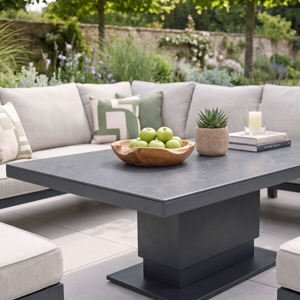 New York 3 Seat Sofa Set with Rising Table / Dove Grey - Ceramic Glass
