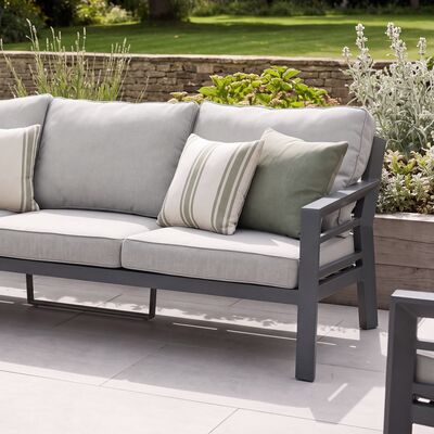 New York 3 Seat Sofa Set with Rising Table / Dove Grey - Ceramic Glass