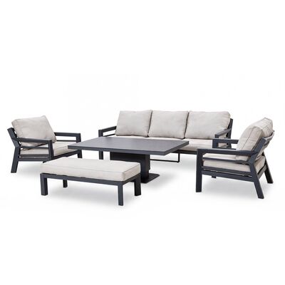 New York 3 Seat Sofa Set with Rising Table / Dove Grey - Ceramic Glass