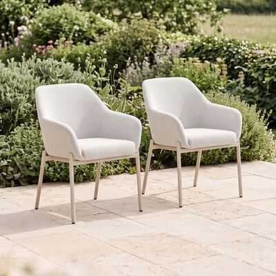 Bellagio Outdoor Fabric Pair of Dining Chairs - Champagne