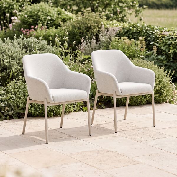 Bellagio Outdoor Fabric Pair of Dining Chairs - Champagne