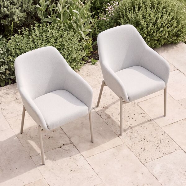 Bellagio Outdoor Fabric Pair of Dining Chairs - Champagne
