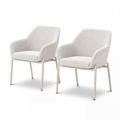 Bellagio Outdoor Fabric Pair of Dining Chairs - Champagne