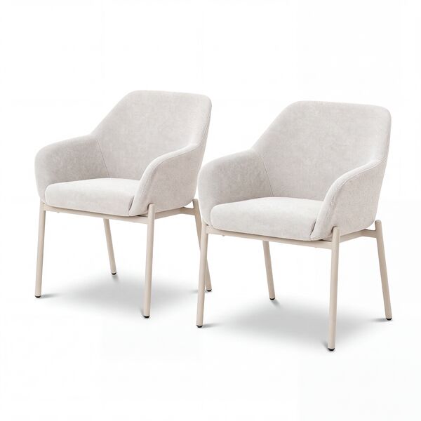 Bellagio Outdoor Fabric Pair of Dining Chairs - Champagne