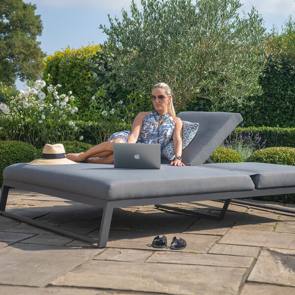 Maze - Outdoor Fabric Allure Double Sunlounger - Flanelle product image