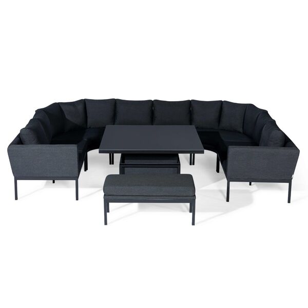 Maze - Outdoor Fabric Pulse U Shape Corner Dining Set with Rising Table - Charcoal product image