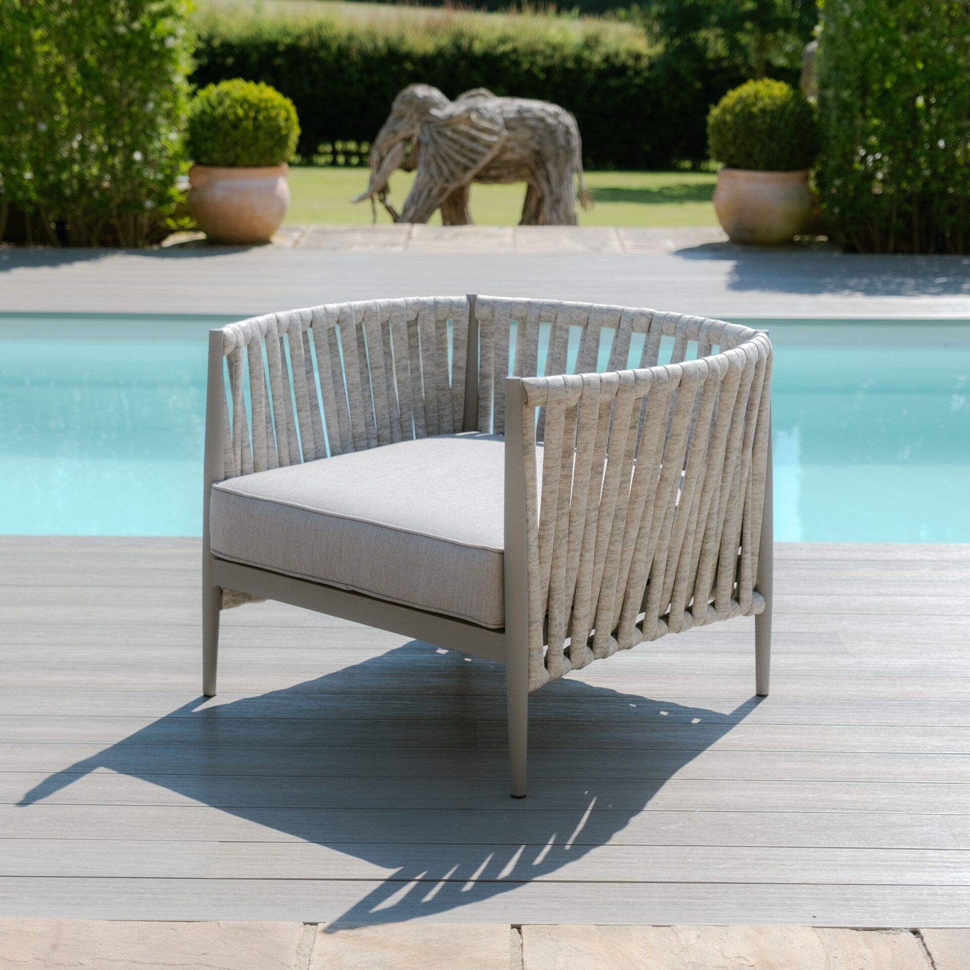 Maze - Milan Rope Weave 3 Seat Sofa Set with Rectangular Coffee Table - Cool Linen product image
