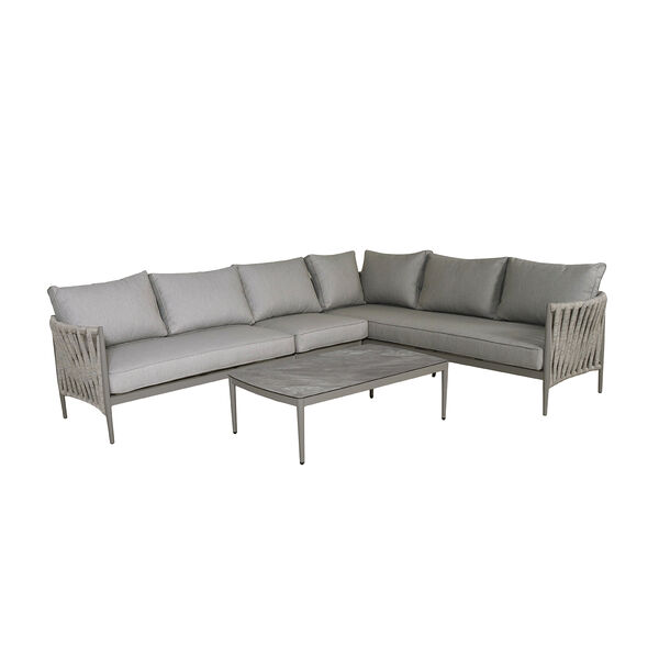 Maze - Milan Rope Weave Large Rectangular Corner with Coffee Table - Cool Linen product image