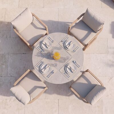 Malibu 4 Seat Round Dining Set - Wood Effect