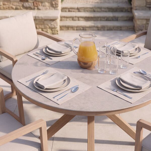 Malibu 4 Seat Round Dining Set - Wood Effect