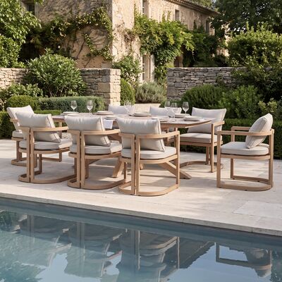 Malibu 8 Seat Rectangular Dining Set - Wood Effect