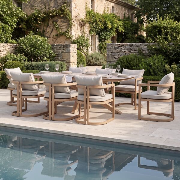 Malibu 8 Seat Rectangular Dining Set - Wood Effect