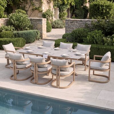 Malibu 8 Seat Rectangular Dining Set - Wood Effect