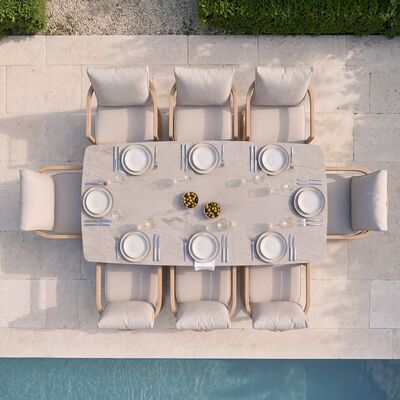 Malibu 8 Seat Rectangular Dining Set - Wood Effect