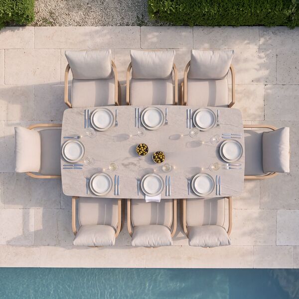 Malibu 8 Seat Rectangular Dining Set - Wood Effect