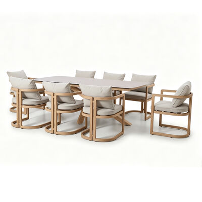 Malibu 8 Seat Rectangular Dining Set - Wood Effect