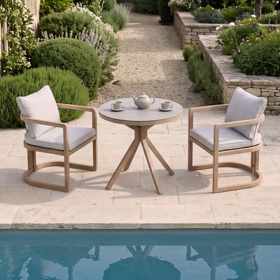Malibu 2 Seat Bistro Set - Wood Effect