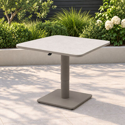 70 cm  Small Square Rising Table with Ceramic Glass - Latte