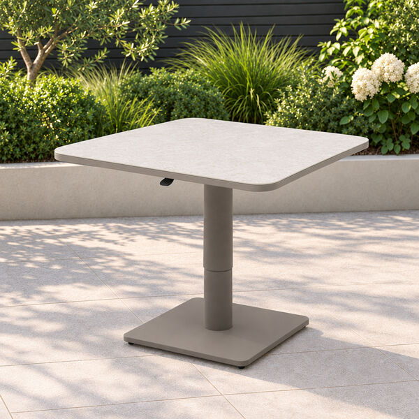 70 cm  Small Square Rising Table with Ceramic Glass - Latte