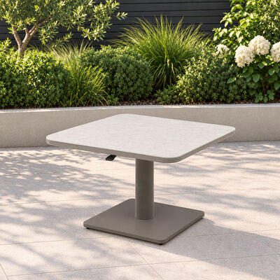 70 cm  Small Square Rising Table with Ceramic Glass - Latte