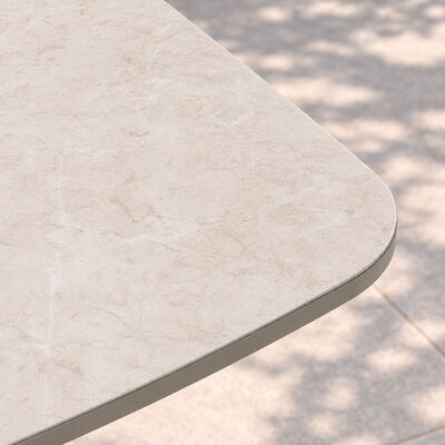 70 cm  Small Square Rising Table with Ceramic Glass - Latte