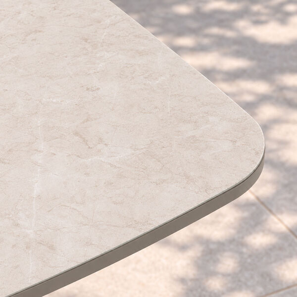 70 cm  Small Square Rising Table with Ceramic Glass - Latte