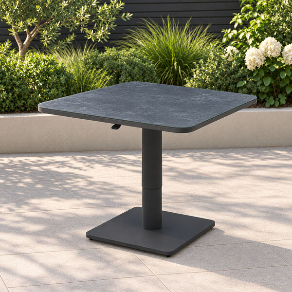 70 cm  Small Square Rising Table with Ceramic Glass - Grey