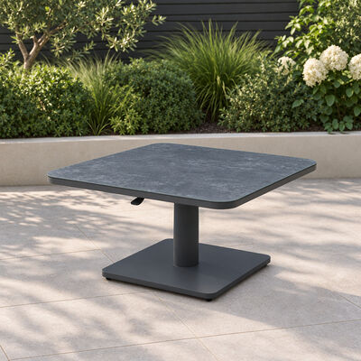 70 cm  Small Square Rising Table with Ceramic Glass - Grey