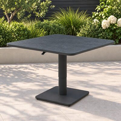 100 cm Square Rising Table with Ceramic Glass - Grey