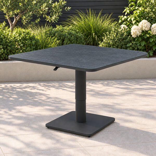 100 cm Square Rising Table with Ceramic Glass - Grey
