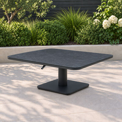 100 cm Square Rising Table with Ceramic Glass - Grey