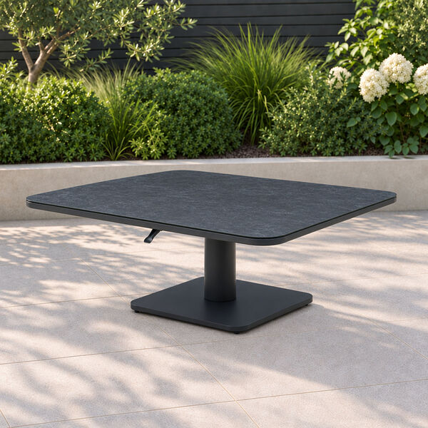 100 cm Square Rising Table with Ceramic Glass - Grey